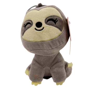 Grinsetier Faultier Plüsch ca. 15 cm grau mit Aufhänger – Emma Trade Großhandel